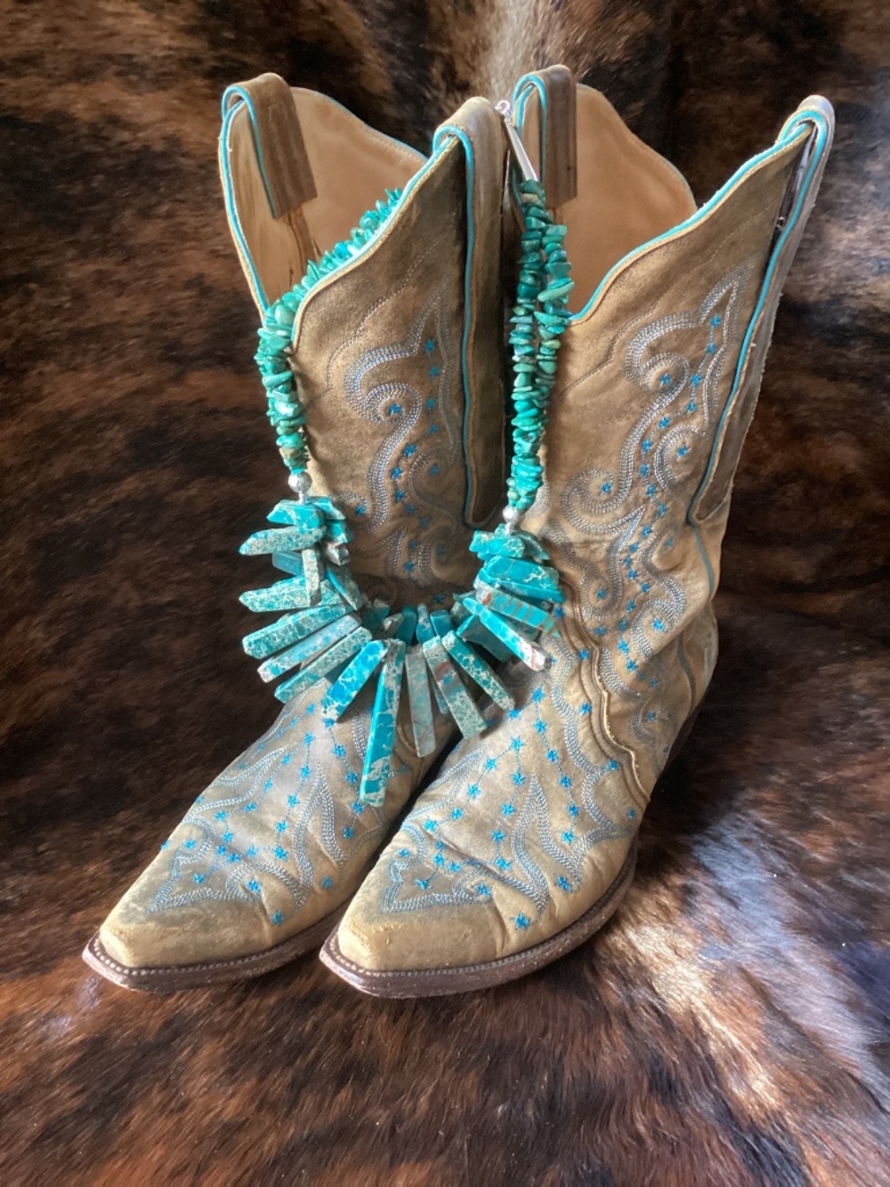 Old Gringo Outstanding Unique Small Blue Star Detailed Distressed Cowgirl Boots - Picture 12 of 16